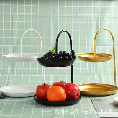 Anti Rust Double Tier 31cm Height Steel Fruit Basket